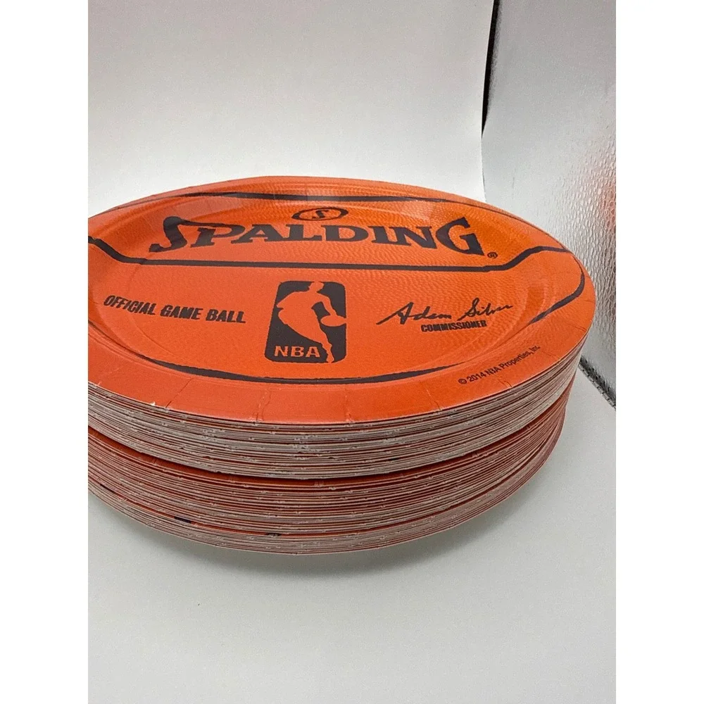 NBA Spalding Basketball Paper Plates 9 Inch Party Supplies Bulk 104 Count New